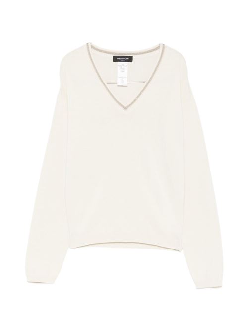 Maglia donna panna con scollo a V Fabiana Filippi | MAD276F060M1650145